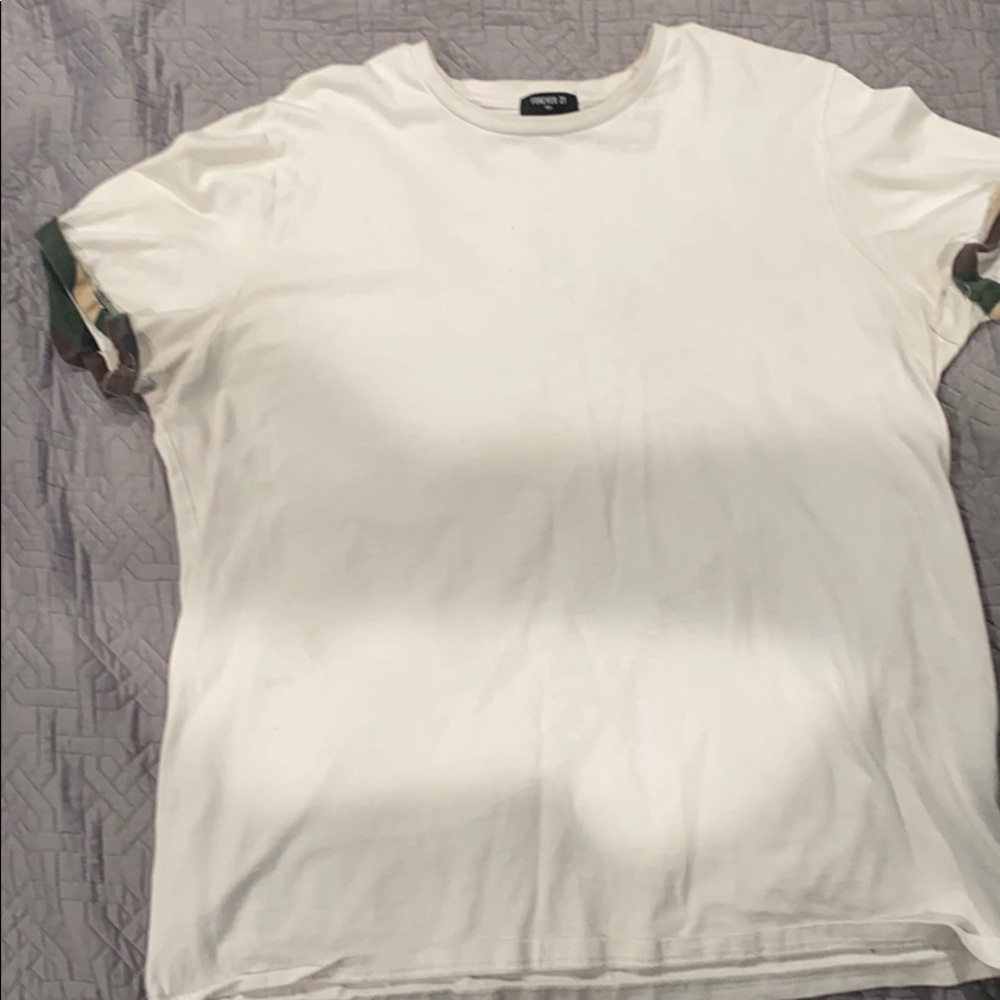 White shirt with camo on the outs